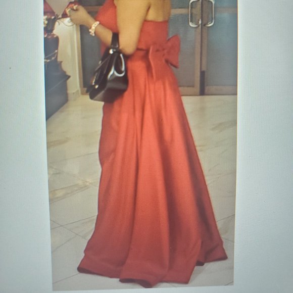 Taffeta Mermaid Evening Dress w/ Overskirt Strapless Long mermaid Dubai Gown - Picture 11 of 11